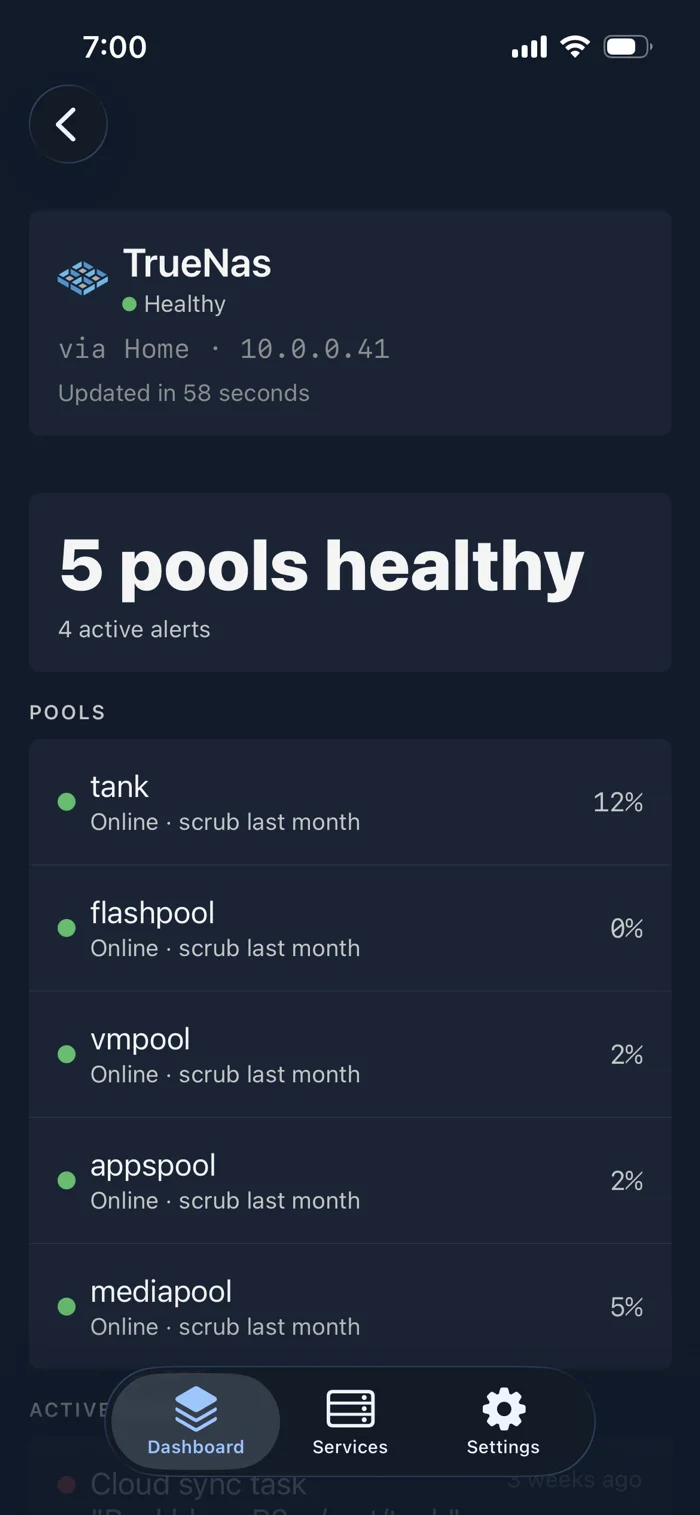 Stacklight service detail in the IT Department theme, dark mode