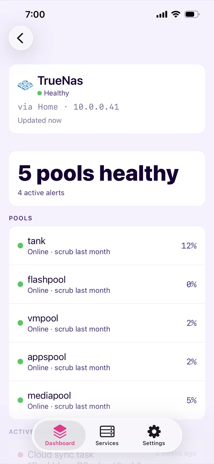 Stacklight service detail in the Neon theme, light mode